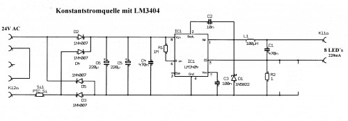 Das Schaltbild mit LM3404