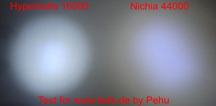 Hyperhelle 16000mcd vs. Nichia 44000mcd