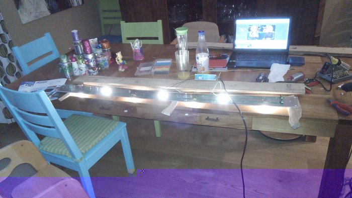 Testlauf der geöffneten Lampe